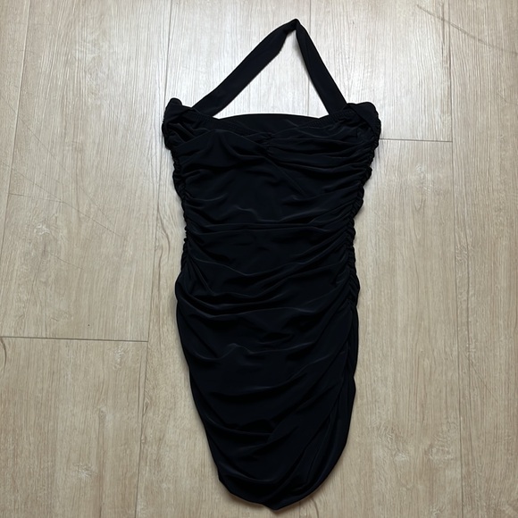NORMA KAMALI BILL MIO Ruched Halter One-Piece Swimsuit, BLACK SIZE MEDIUM - Picture 5 of 12